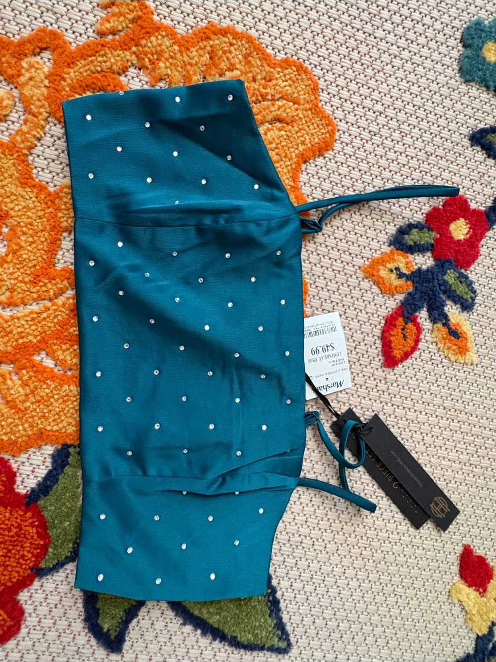 House of Harlow 1960 Teal Gathered Fabric Top